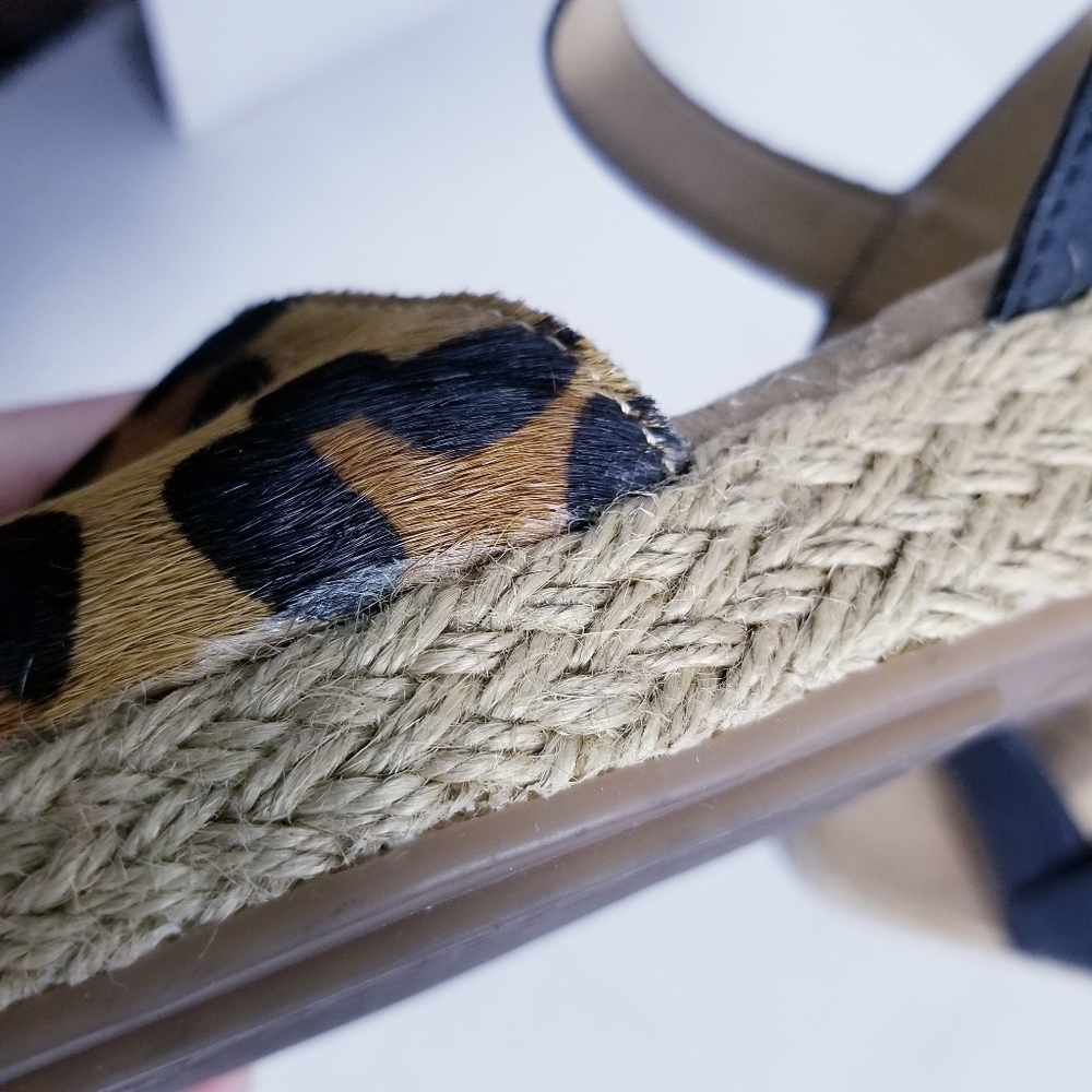 AEROSOLES LEOPARD BLACK AND BROWN SMALL PLATFORM SANDALS SIZE 6 - Picture 10 of 15